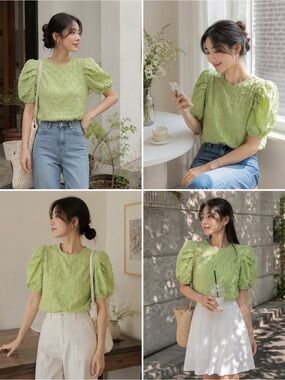 New Balloon sleeve Korea fashion top